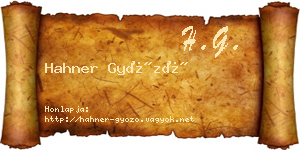 Hahner Győző névjegykártya